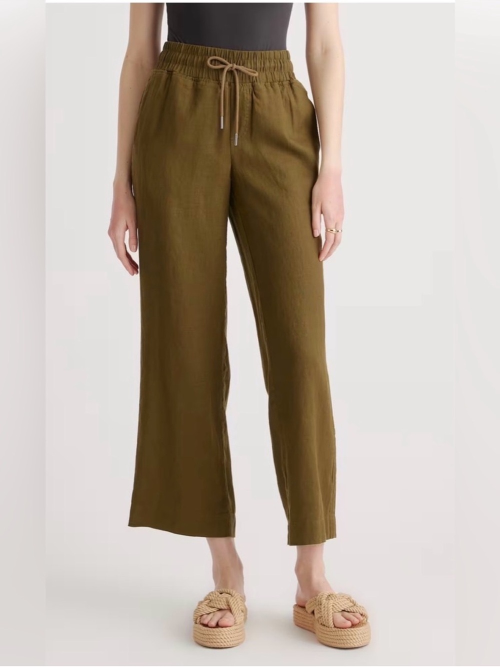 Quince 100% European Linen Wide Leg
Pants Martini Olive Large NWT